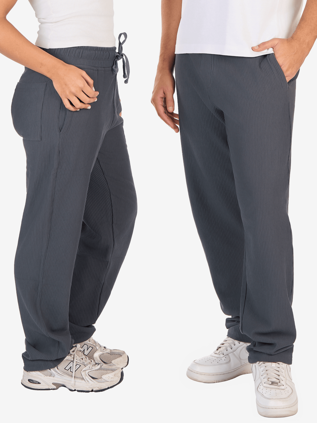Zhivago Men Men Sweatpants Grey Ribbed Relaxed-Fit Sweatpants