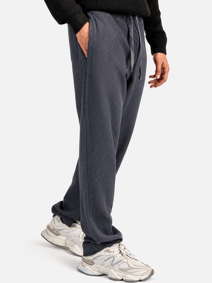 Zhivago Men Men Sweatpants Grey Ribbed Relaxed-Fit Sweatpants