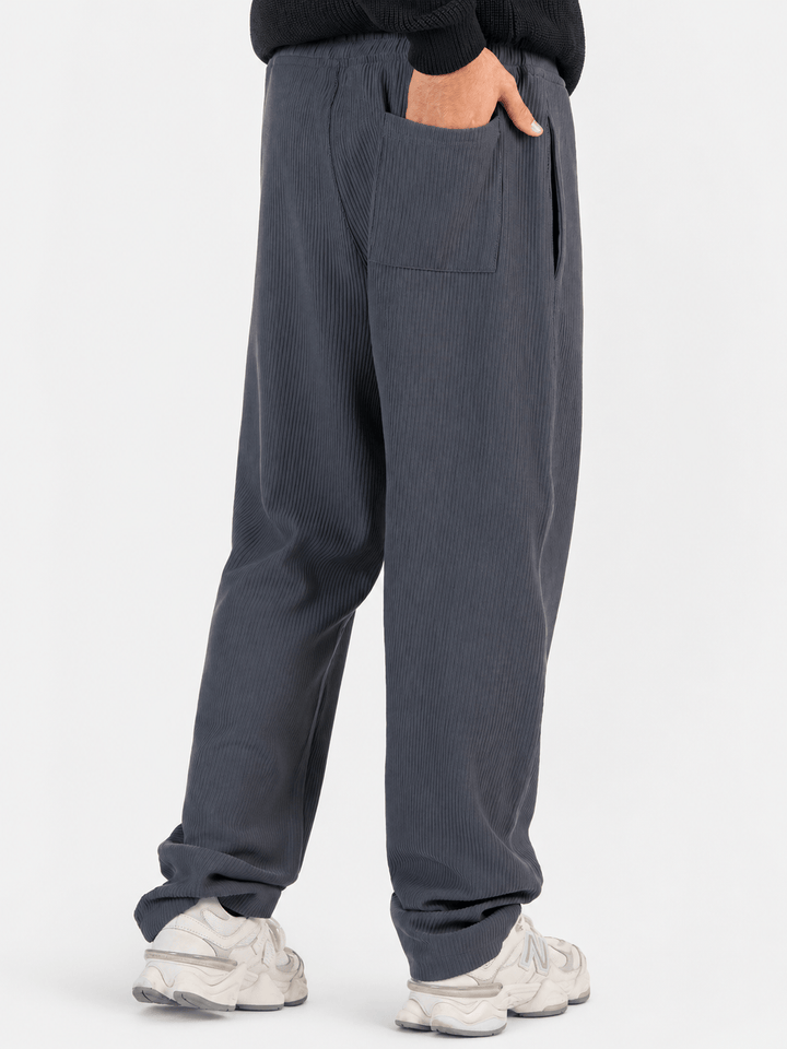 Zhivago Men Men Sweatpants Grey Ribbed Relaxed-Fit Sweatpants