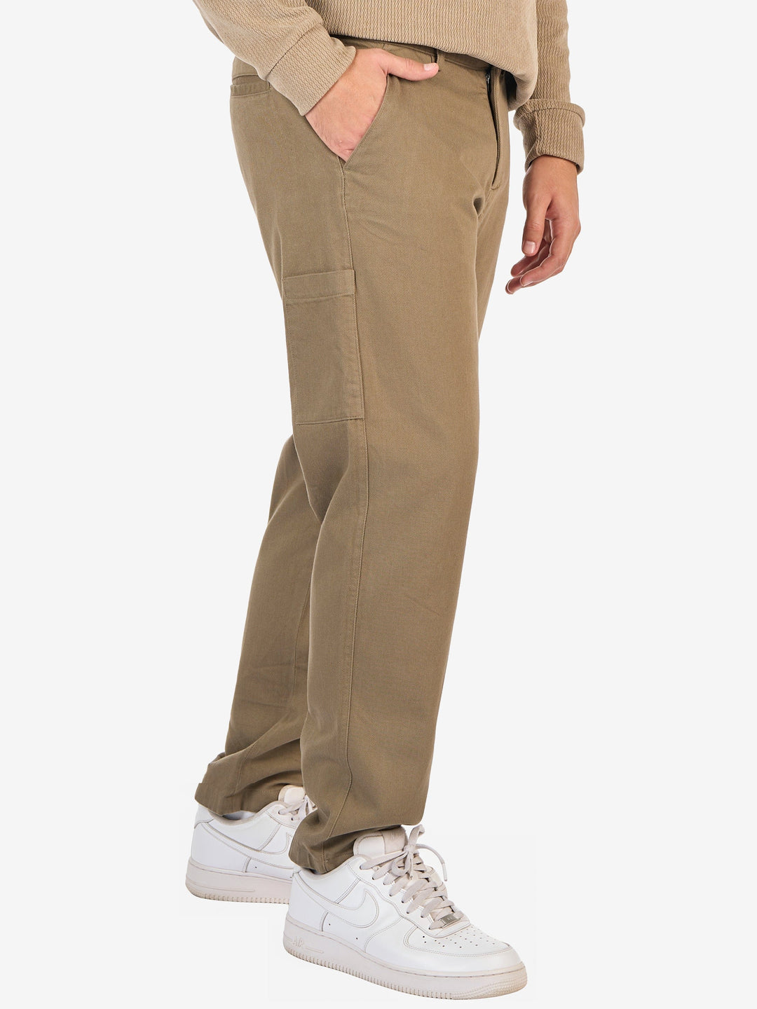 Zhivago Men Men Sweatpants Olive Green Straight-Fit Gabardine Pants