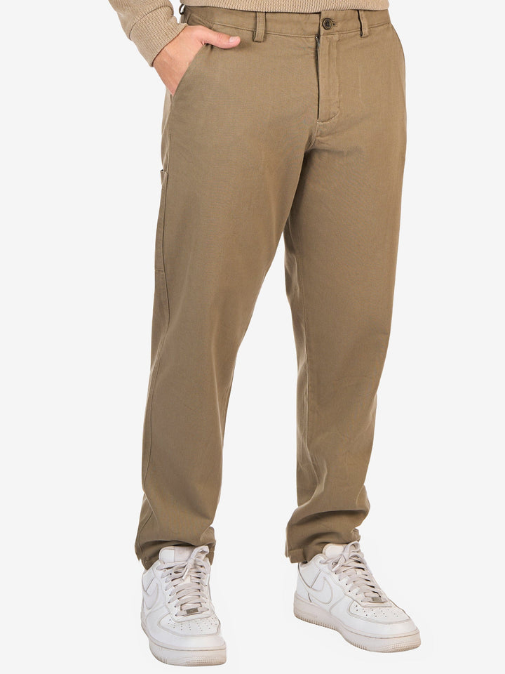 Zhivago Men Men Sweatpants Olive Green Straight-Fit Gabardine Pants