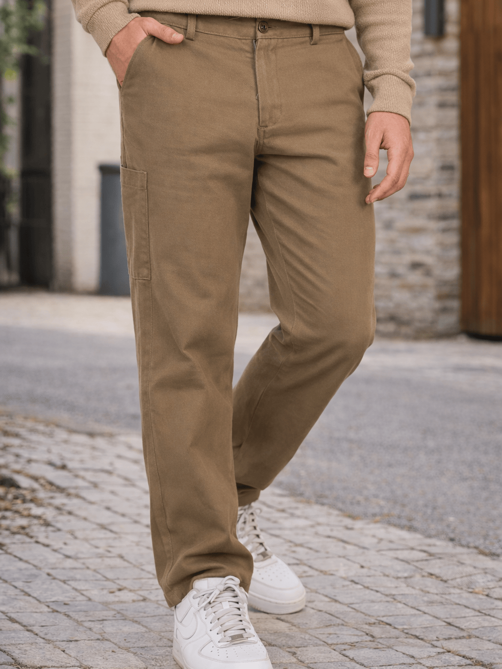 Zhivago Men Men Sweatpants Olive Green Straight-Fit Gabardine Pants