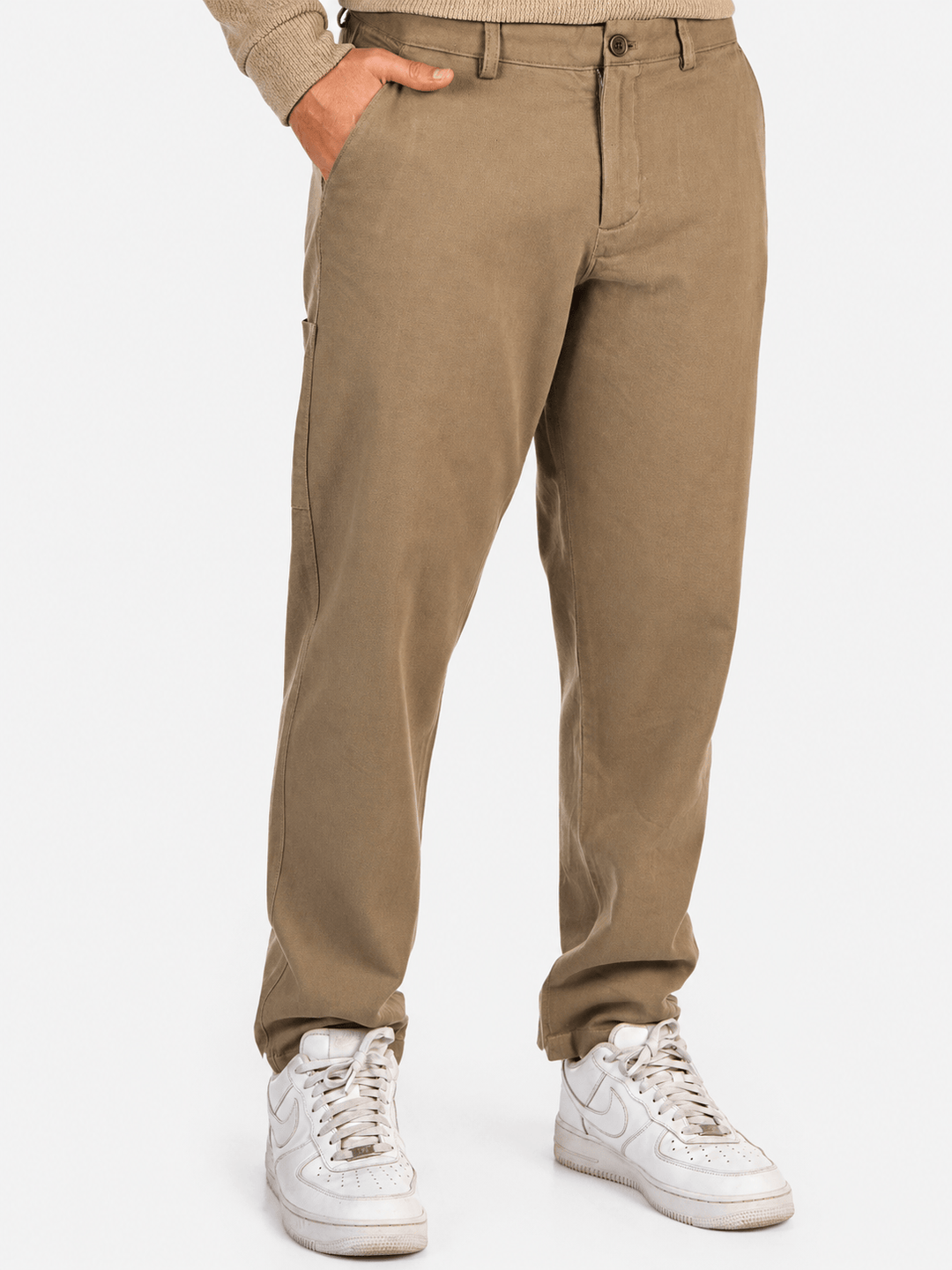 Zhivago Men Men Sweatpants Olive Green Straight-Fit Gabardine Pants