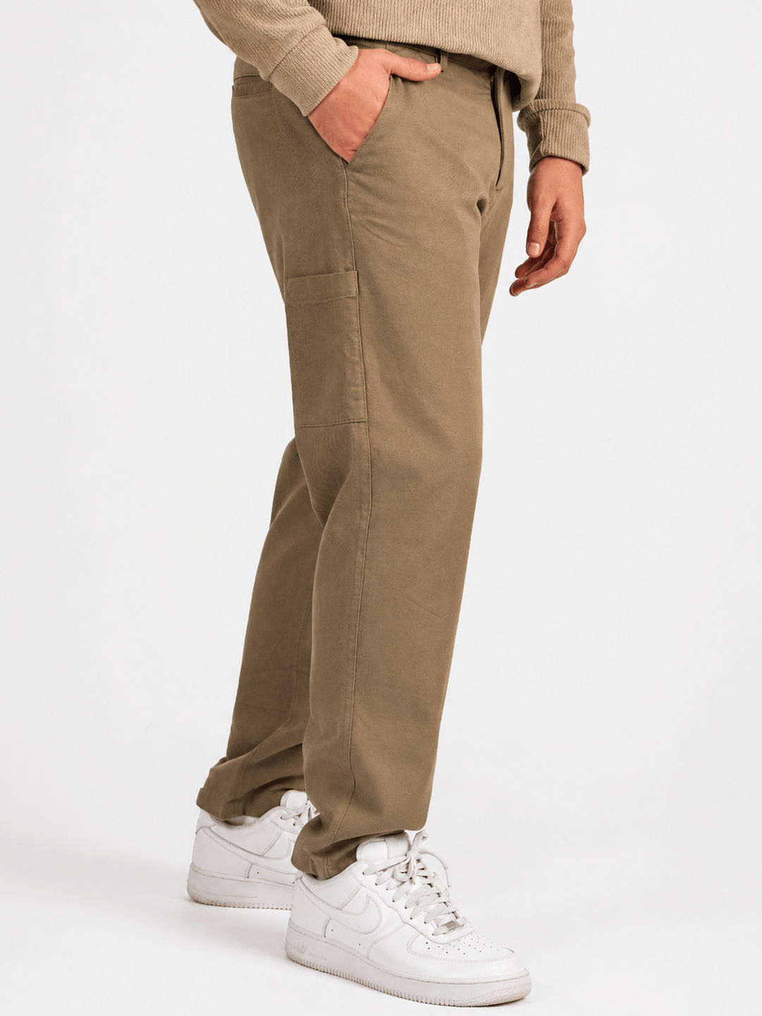 Zhivago Men Men Sweatpants Olive Green Straight-Fit Gabardine Pants