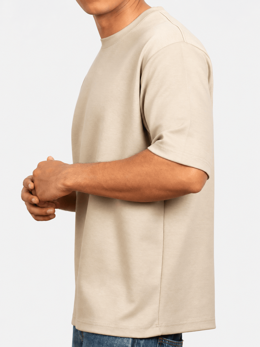 Zhivago Men Men T-shirt Beige Half-Sleeve Oversized T-Shirt