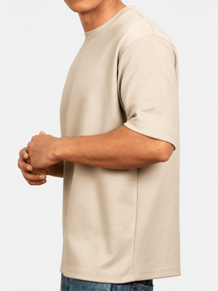 Zhivago Men Men T-shirt Beige Half-Sleeve Oversized T-Shirt