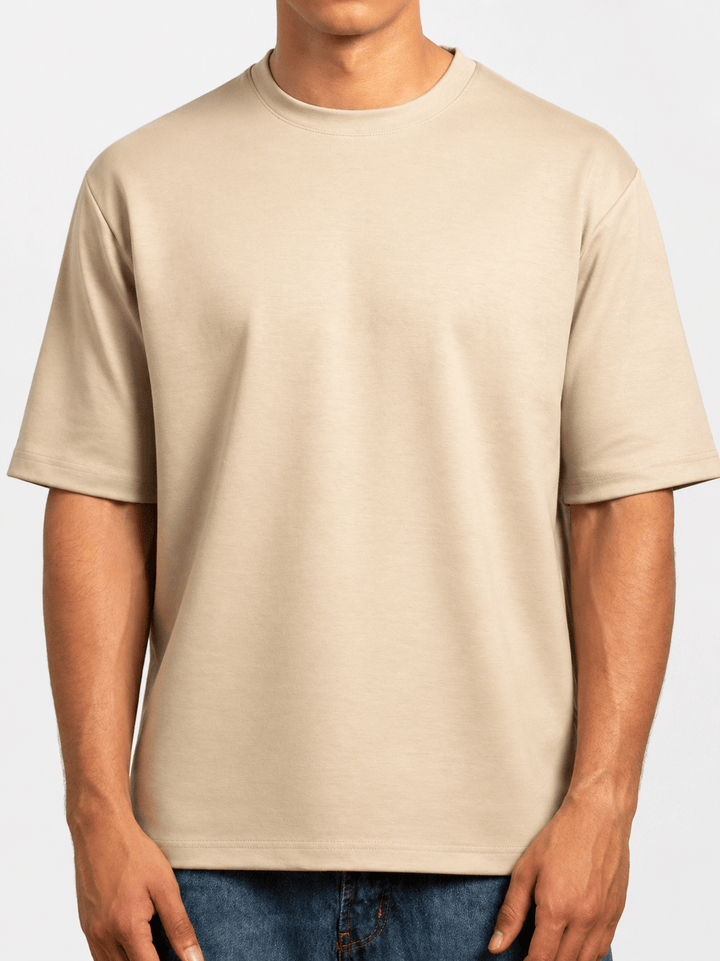 Zhivago Men Men T-shirt Beige Half-Sleeve Oversized T-Shirt