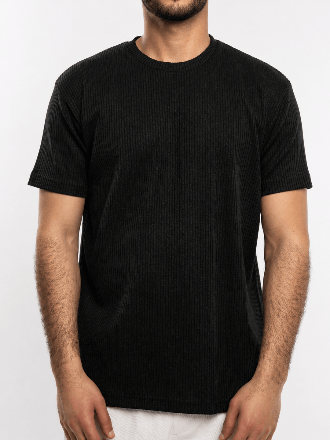 Zhivago Men Men T-shirt Black Ribbed Knit T-Shirt