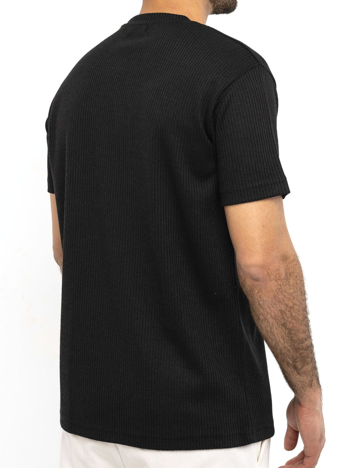 Zhivago Men Men T-shirt Black Ribbed Knit T-Shirt