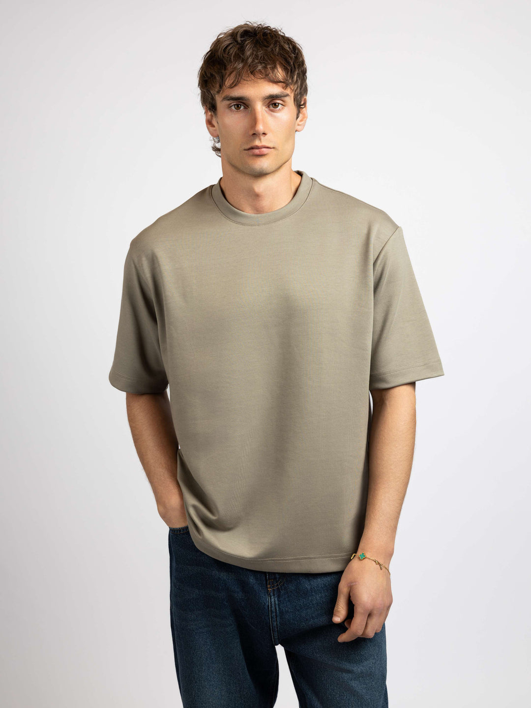 Zhivago Men Men T-shirt Khaki-Gray / S Half-Sleeve Oversized T-Shirt