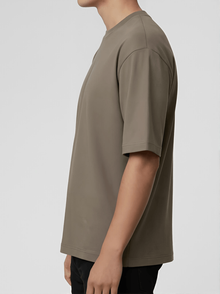 Zhivago Men Men T-shirt Khaki-Gray Half-Sleeve Oversized T-Shirt