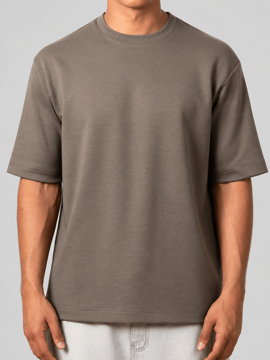 Zhivago Men Men T-shirt Khaki-Gray Half-Sleeve Oversized T-Shirt