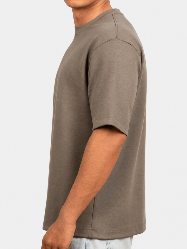 Zhivago Men Men T-shirt Khaki-Gray Half-Sleeve Oversized T-Shirt