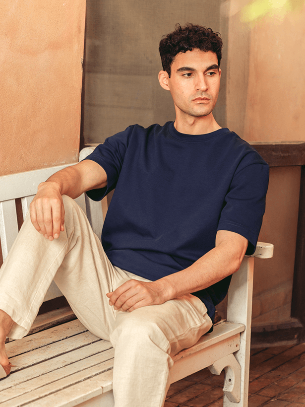 Zhivago Men Men T-shirt Navy Blue Over-Sized T-Shirt