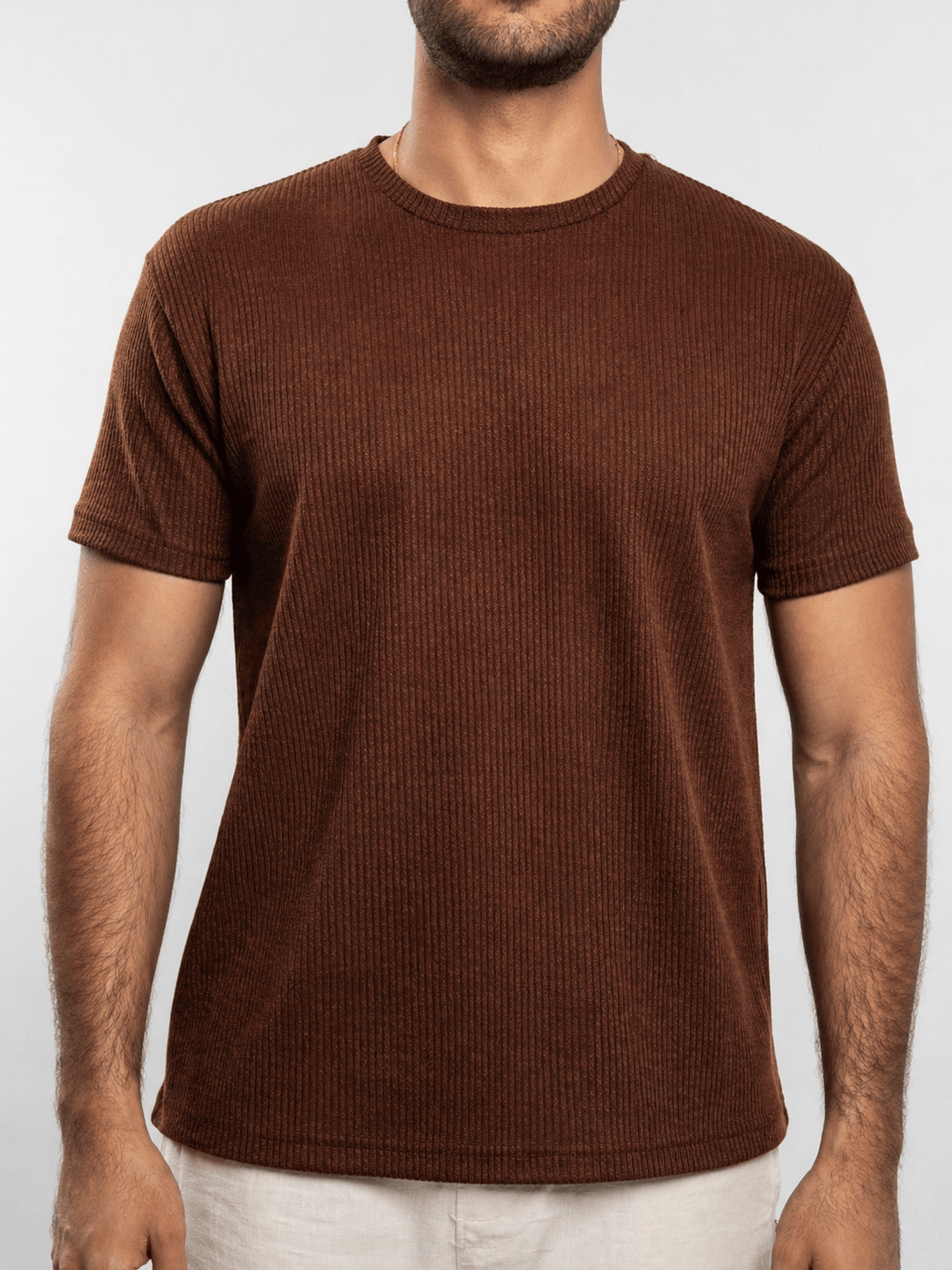 Zhivago Men Men T-shirt Rust Ribbed Knit T-Shirt