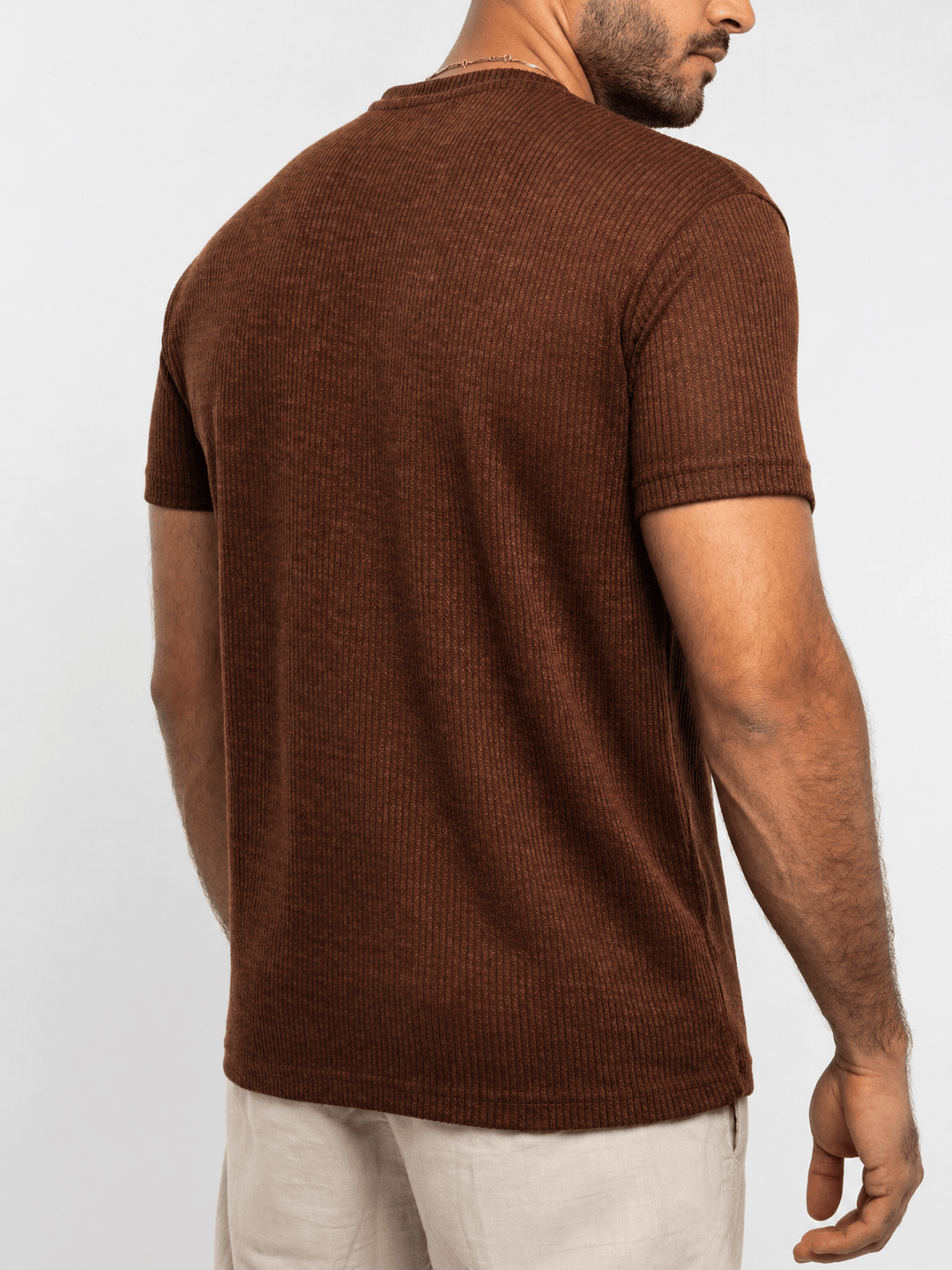 Zhivago Men Men T-shirt Rust Ribbed Knit T-Shirt