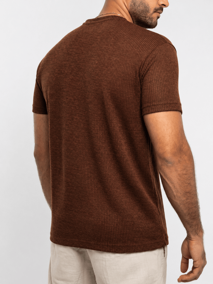 Zhivago Men Men T-shirt Rust Ribbed Knit T-Shirt