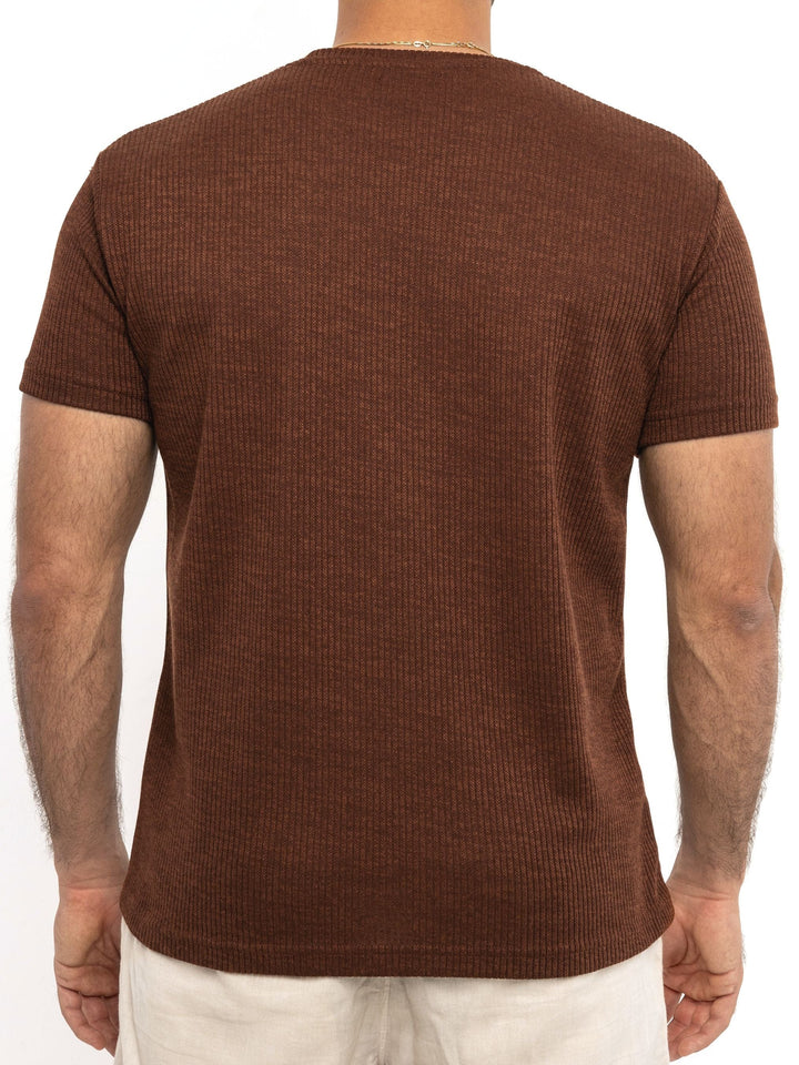 Zhivago Men Men T-shirt Rust Ribbed Knit T-Shirt