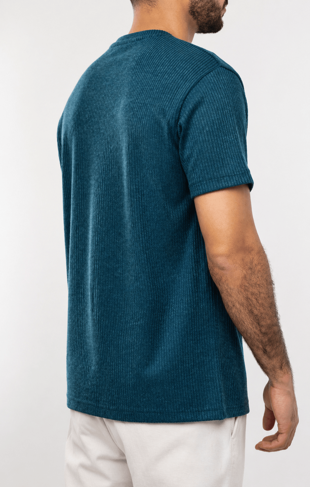 Zhivago Men Men T-shirt Teal Blue Ribbed Knit T-Shirt