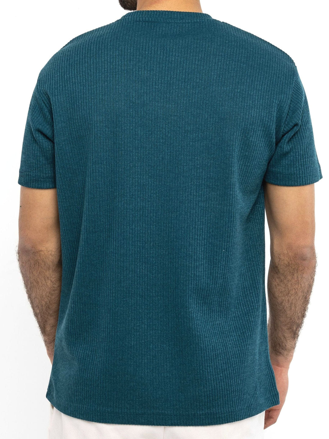 Zhivago Men Men T-shirt Teal Blue Ribbed Knit T-Shirt