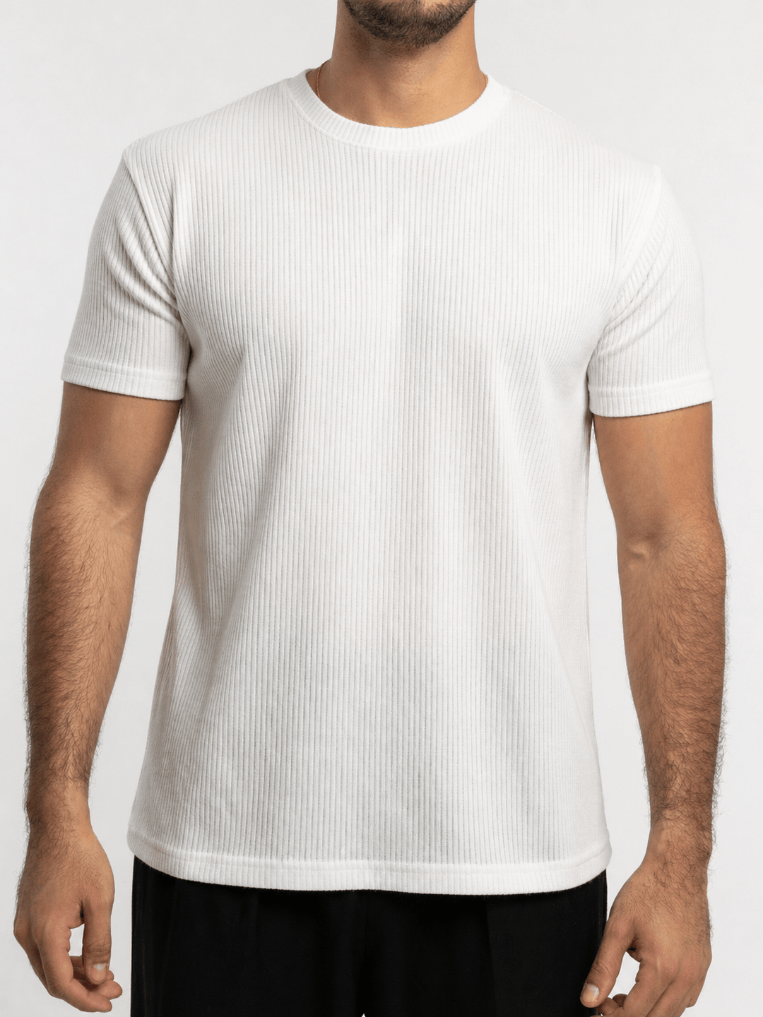 Zhivago Men Men T-shirt White Ribbed Knit T-Shirt