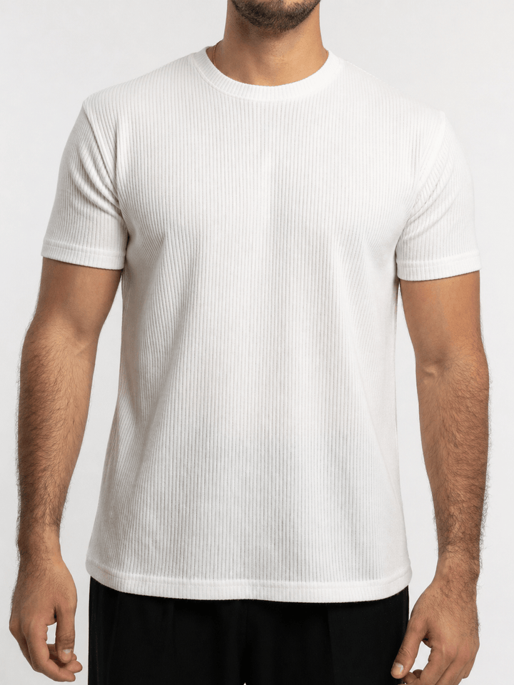 Zhivago Men Men T-shirt White Ribbed Knit T-Shirt