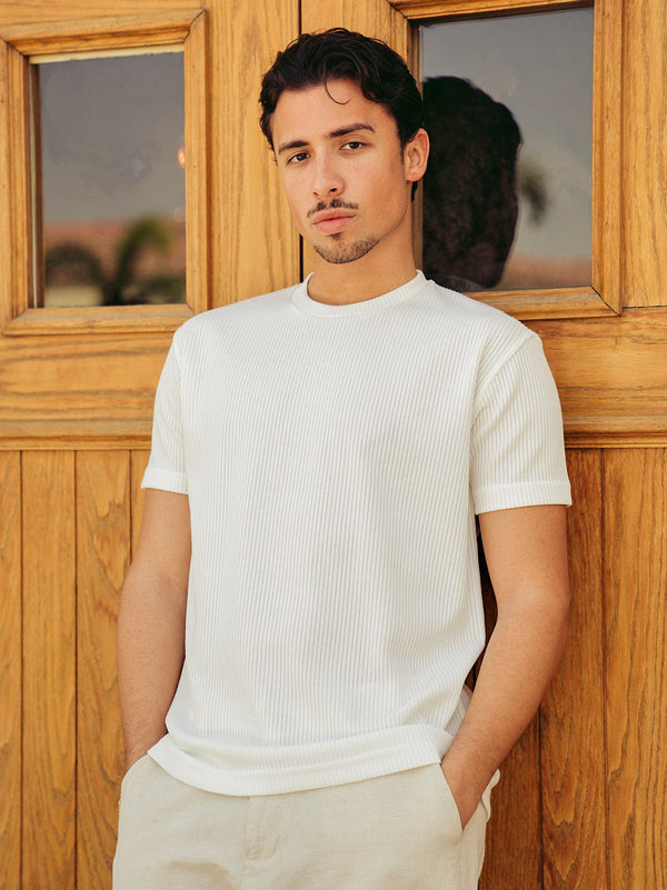 Zhivago Men Men T-shirt White Ribbed Knit T-Shirt