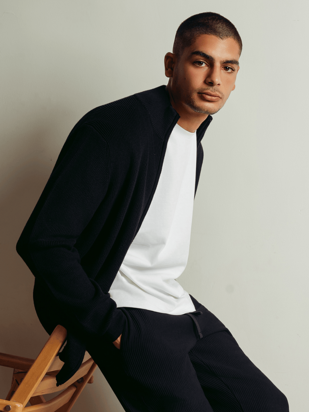 Zhivago Men Quarter-Zip Knit Sweater Black Full-Zip Knit Sweater