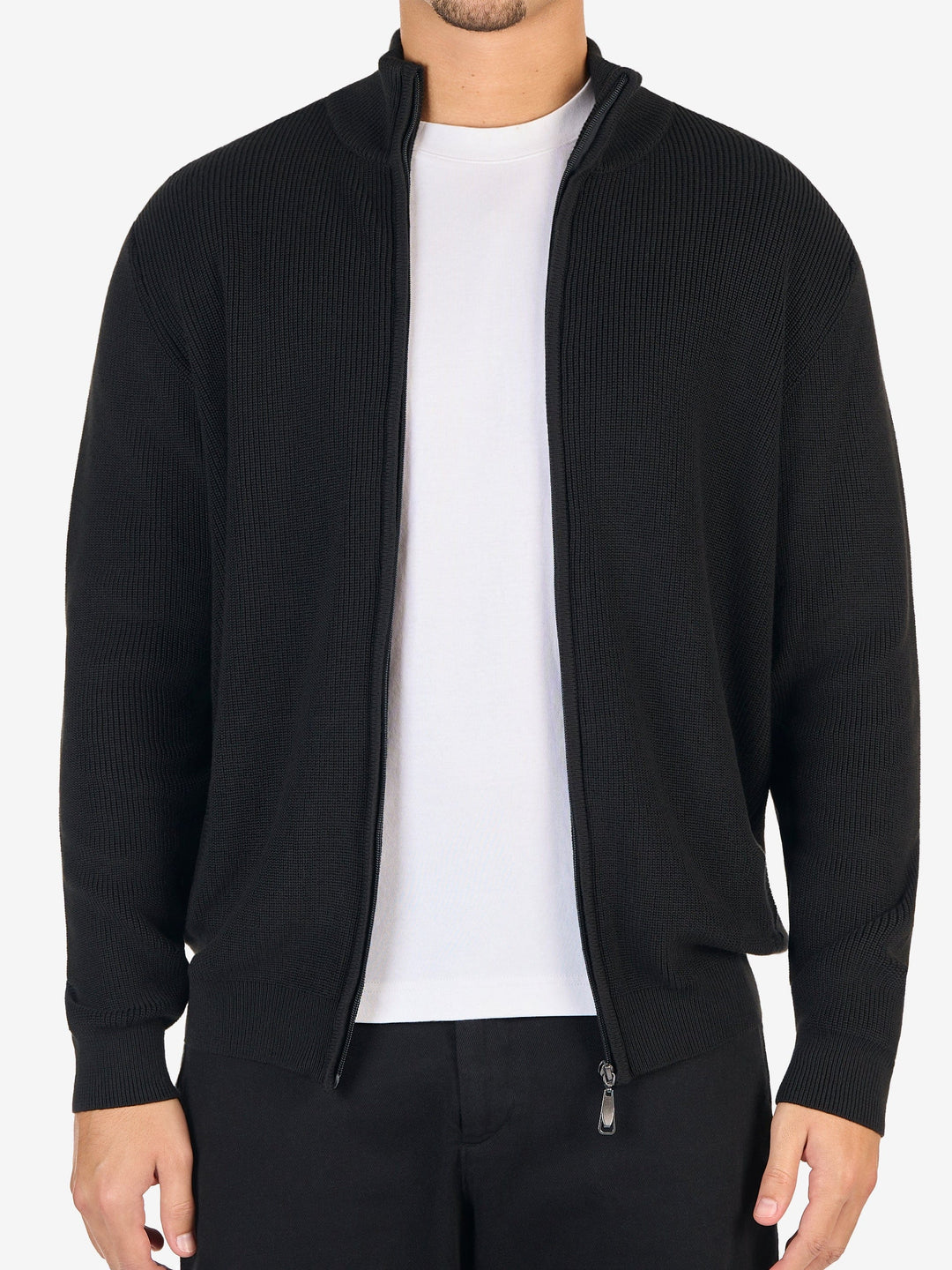 Zhivago Men Quarter-Zip Knit Sweater Black Full-Zip Knit Sweater