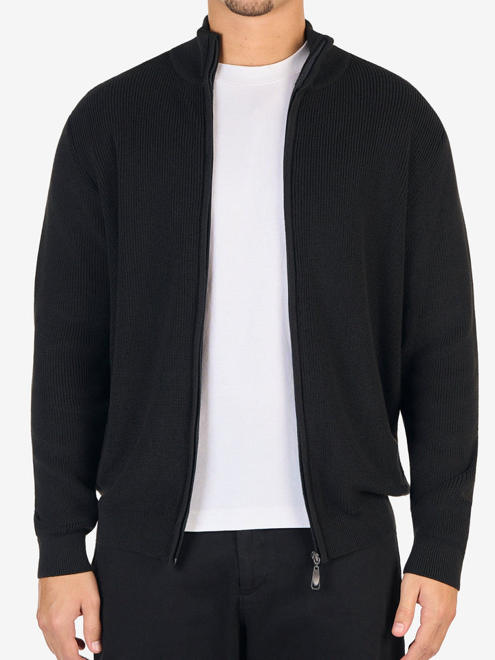 Zhivago Men Quarter-Zip Knit Sweater Black Full-Zip Knit Sweater