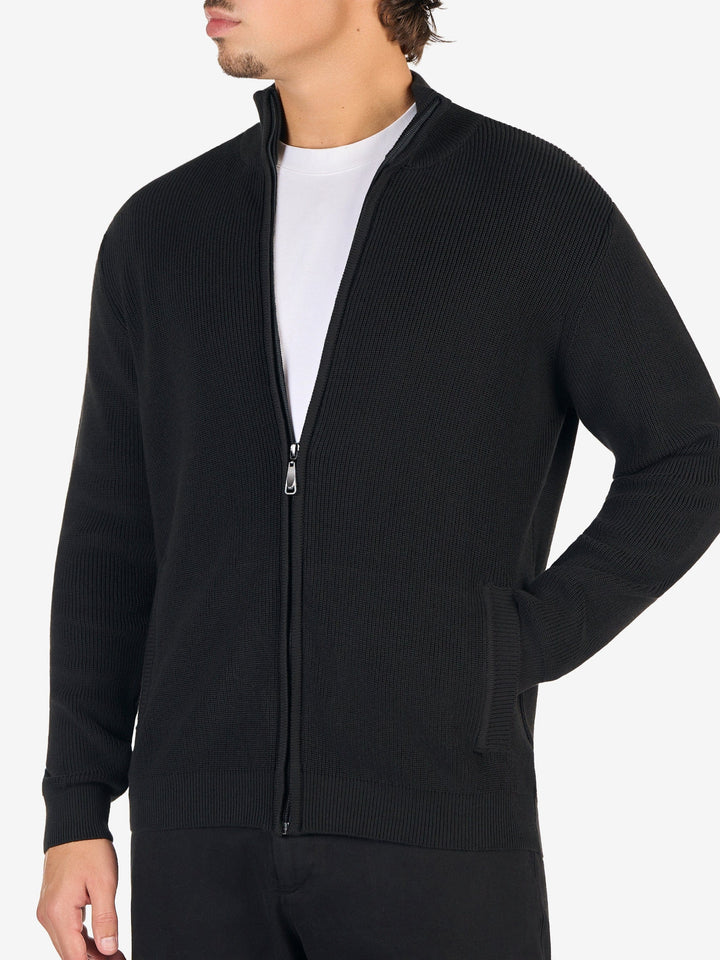 Zhivago Men Quarter-Zip Knit Sweater Black Full-Zip Knit Sweater