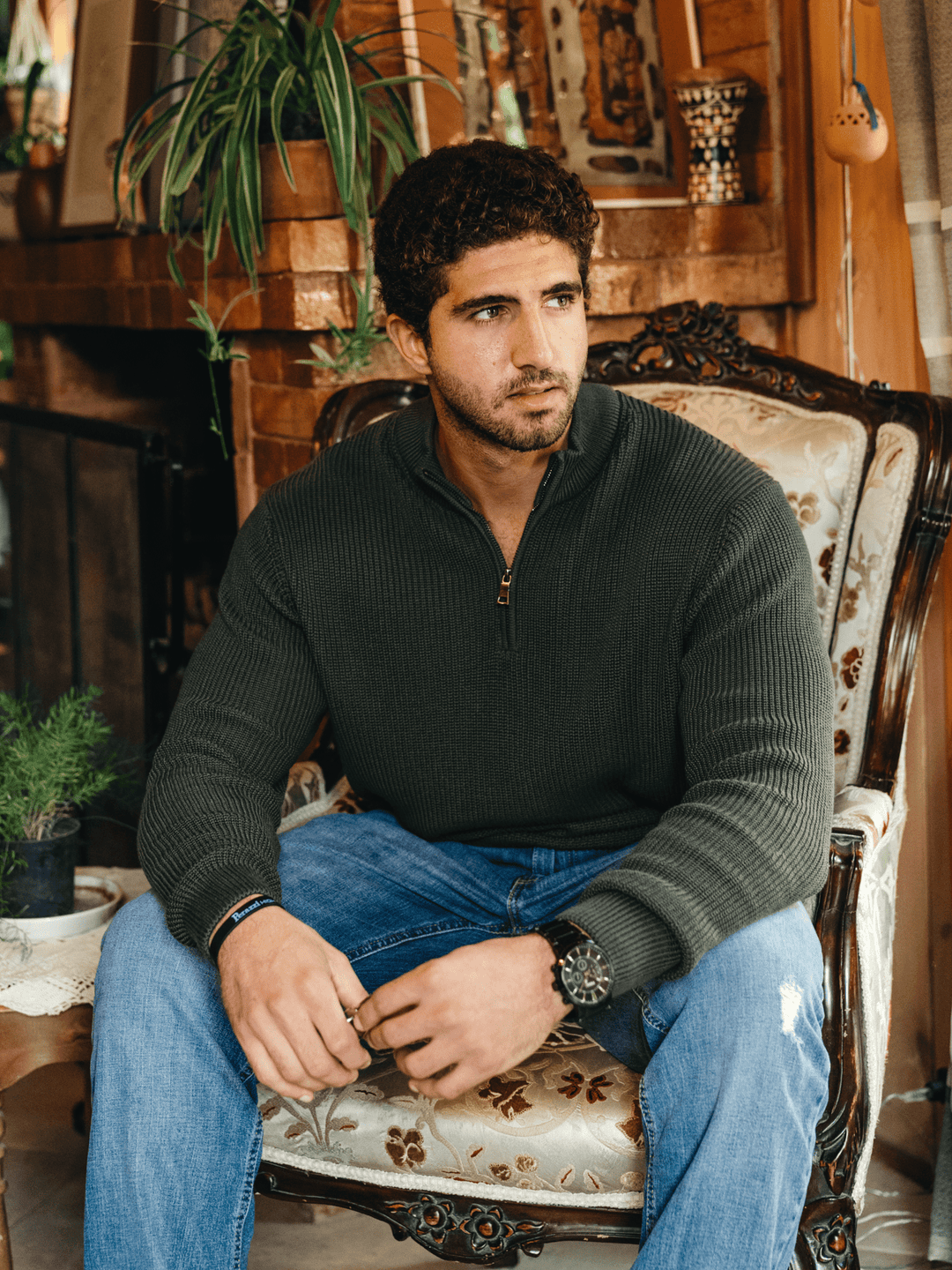 Olive knit sweater discount