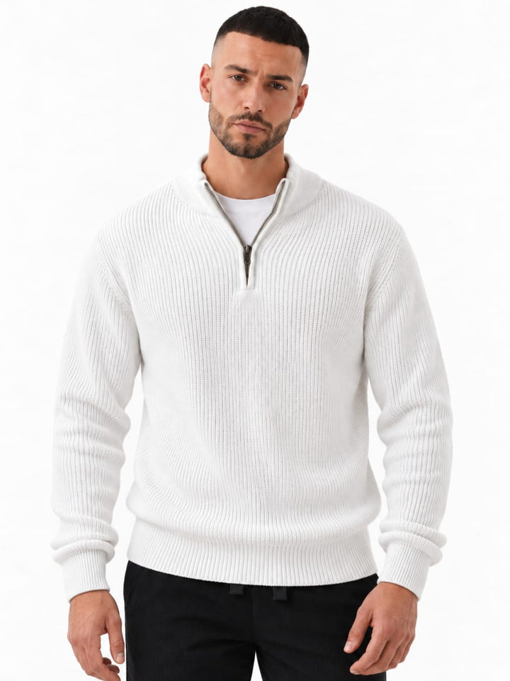 Zhivago Men Quarter-Zip Knit Sweater White / S Quarter-Zip Knit Sweater