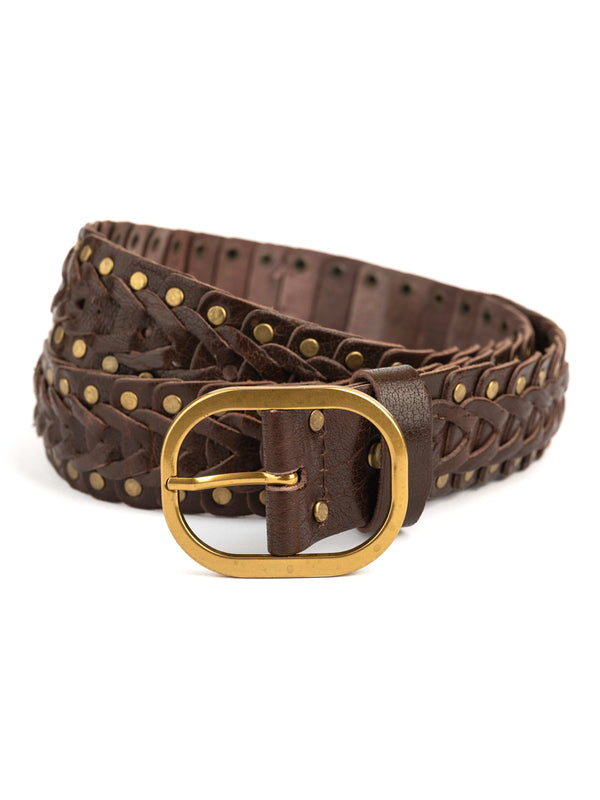 Zhivago Women Women Accessories Alba Brown Studded Belt – Genuine Leather