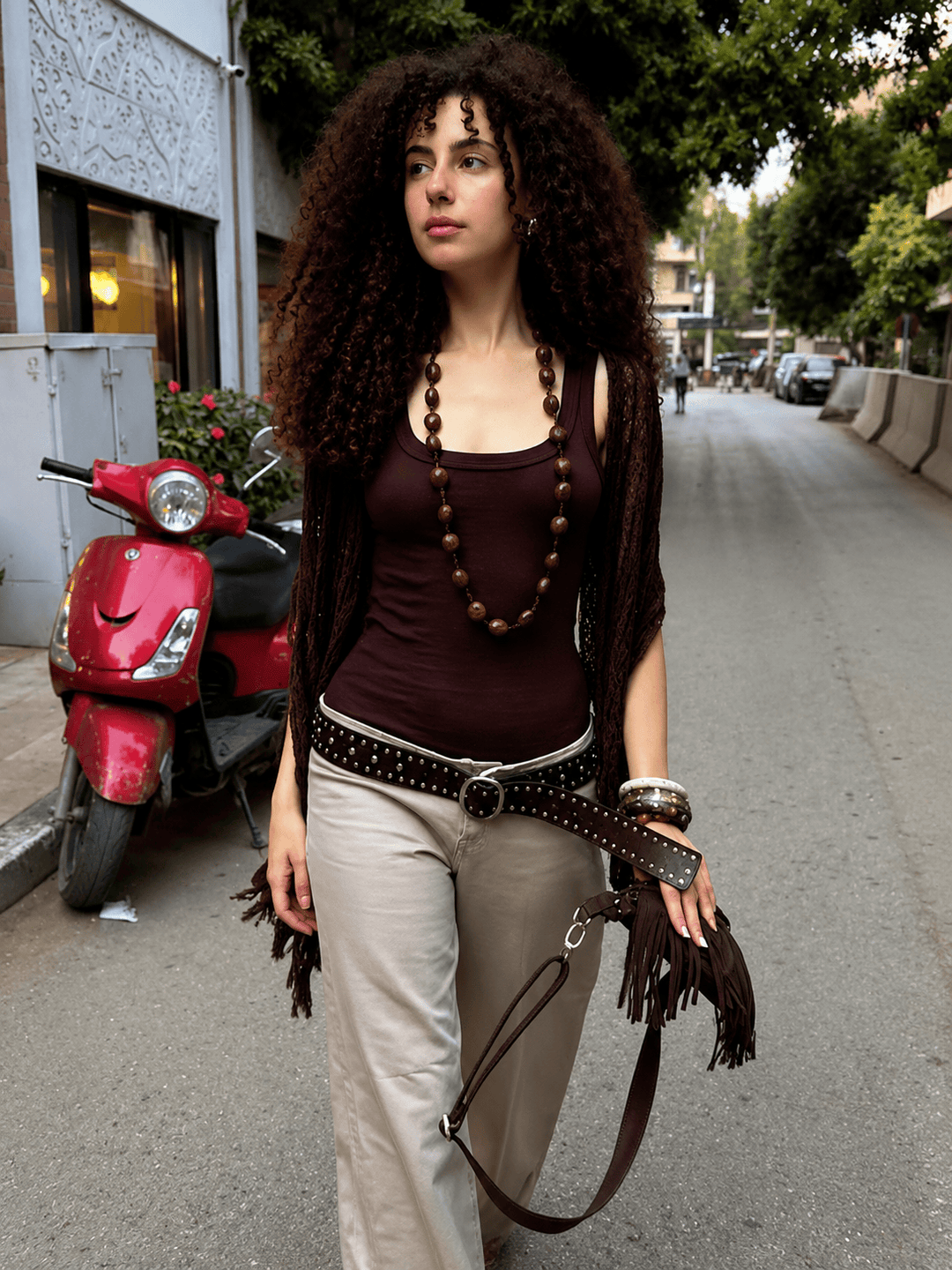 Zhivago Women Women Accessories 115CM Studden Brown Belt – Genuine Leather