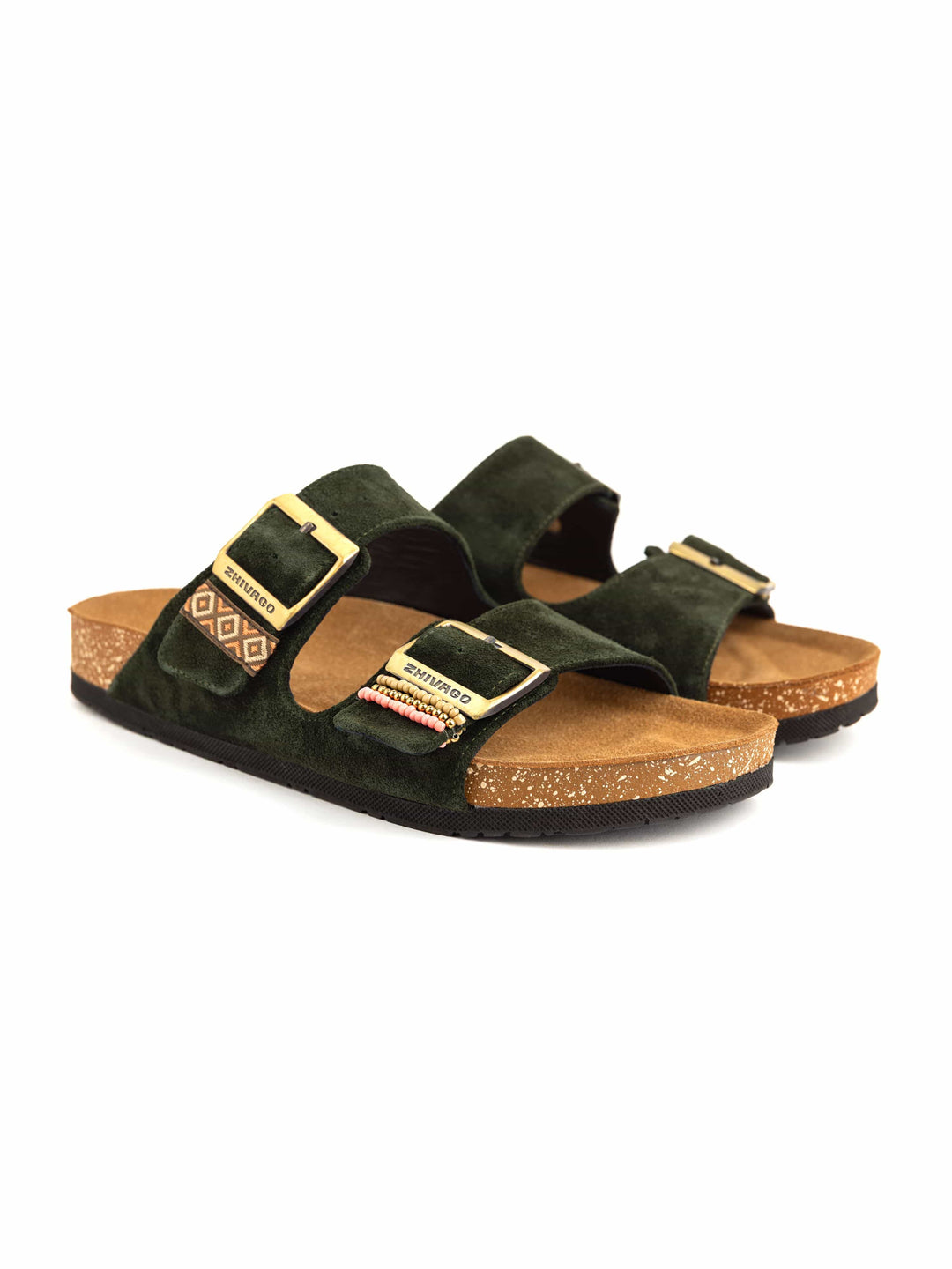 Zhivago Women Women Summer Slides Olive / 36 Stack - Genuine Leather
