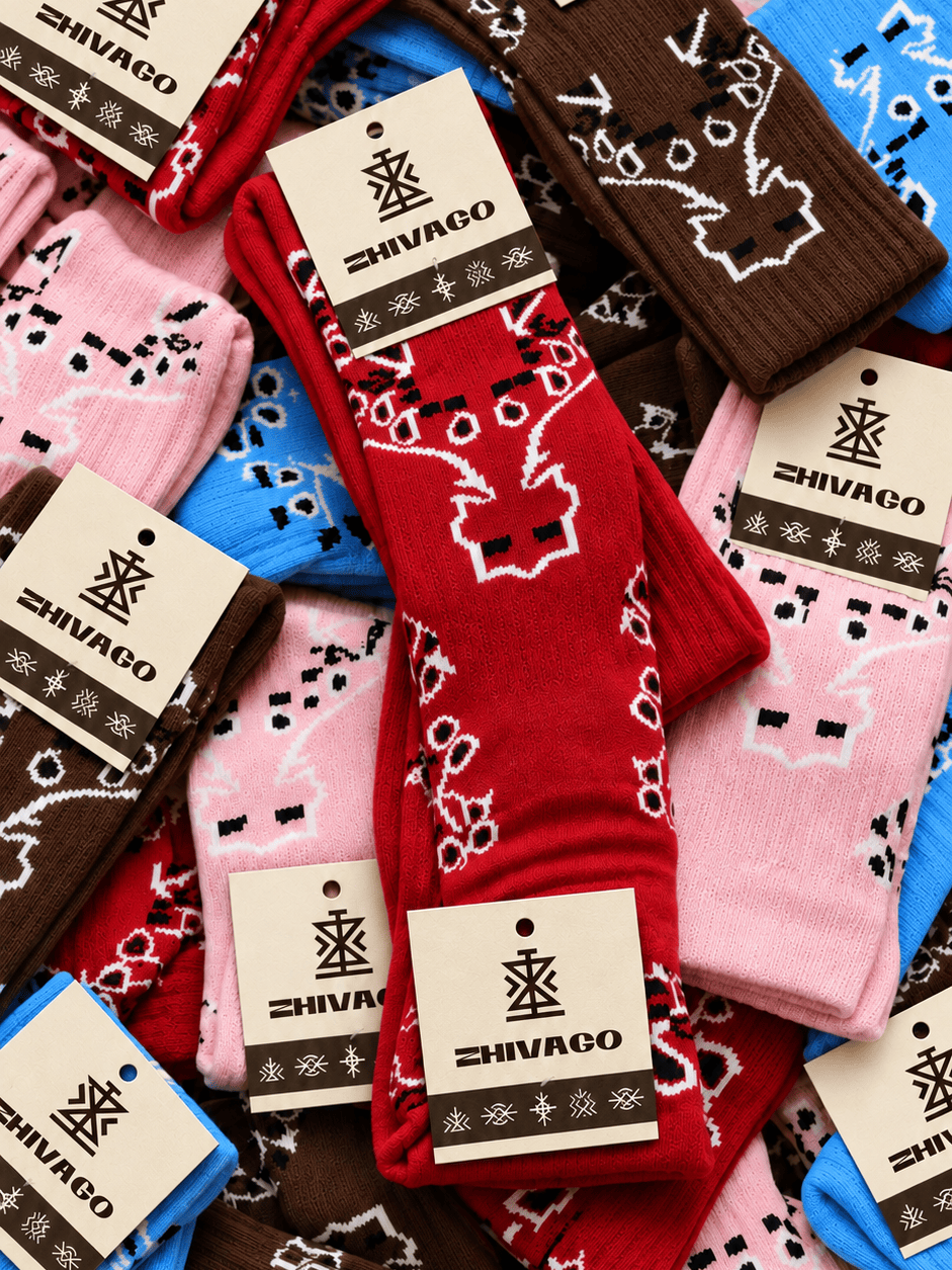Zhivago Women Women Winter Slides Bandana Crew Socks