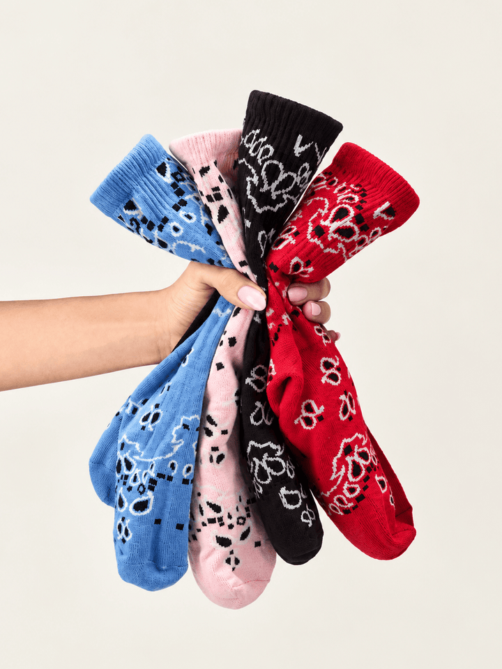 Zhivago Women Women Winter Slides Bandana Crew Socks