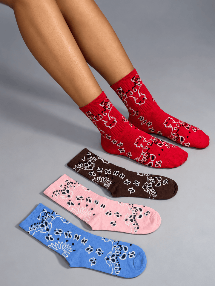 Zhivago Women Women Winter Slides Bandana Crew Socks