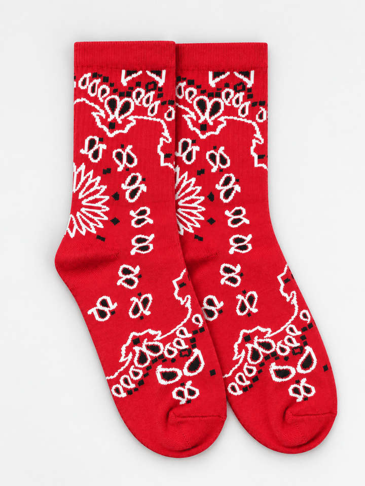 Zhivago Women Women Winter Slides Cherry Red Bandana Crew Socks