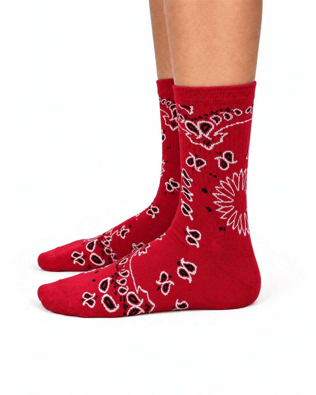 Zhivago Women Women Winter Slides Cherry Red Bandana Crew Socks