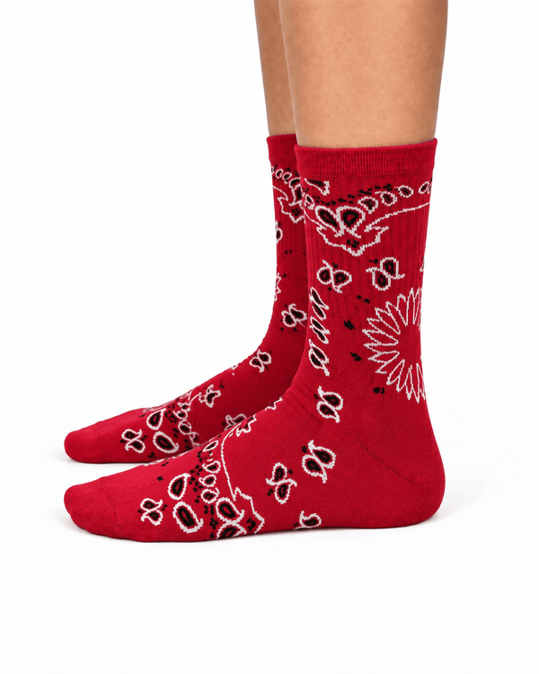 Zhivago Women Women Winter Slides Cherry Red Bandana Crew Socks
