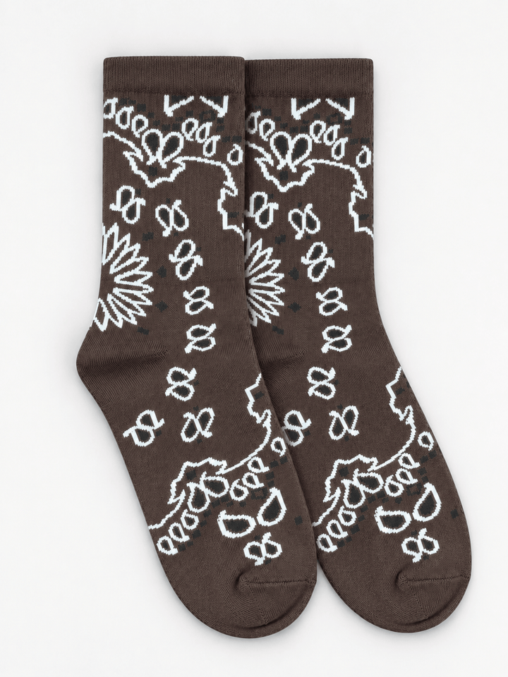 Zhivago Women Women Winter Slides Espresso Brown Bandana Crew Socks