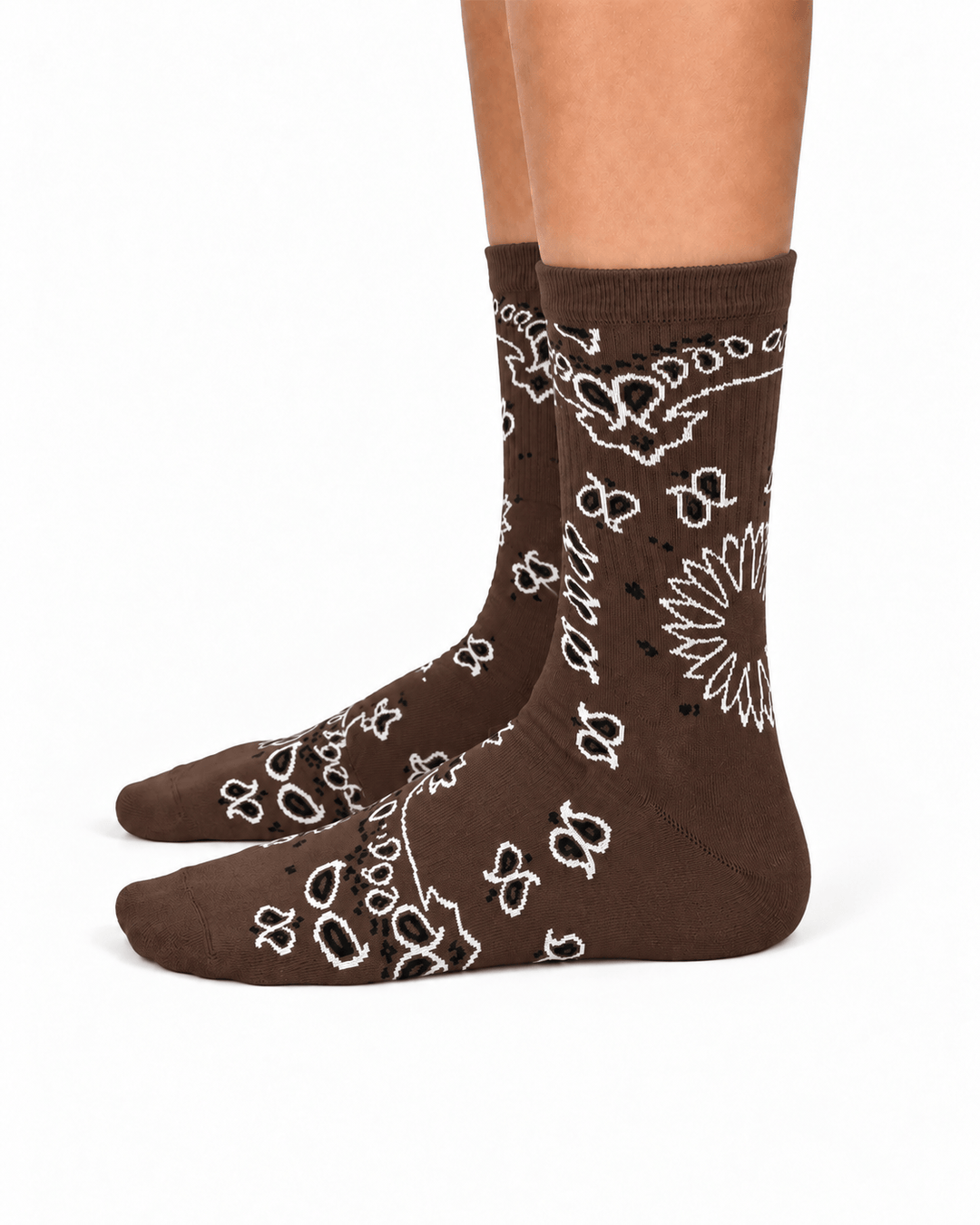 Zhivago Women Women Winter Slides Espresso Brown Bandana Crew Socks