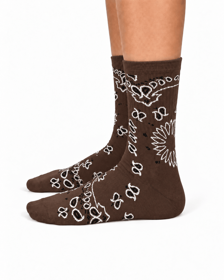 Zhivago Women Women Winter Slides Espresso Brown Bandana Crew Socks