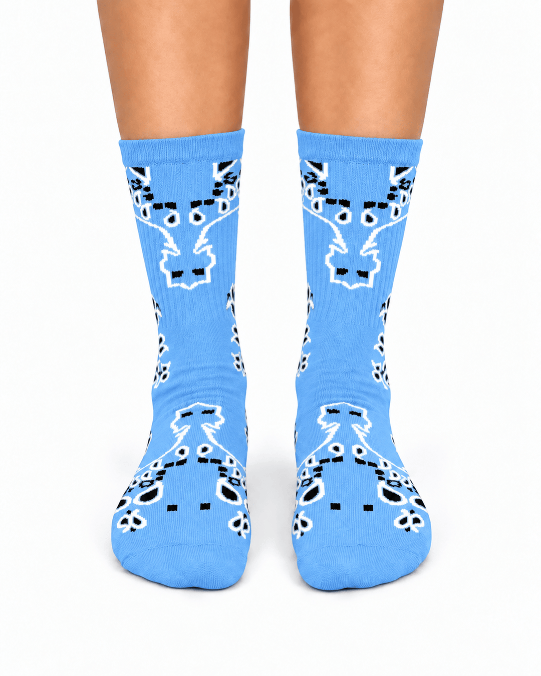 Zhivago Women Women Winter Slides Powder Blue Bandana Crew Socks