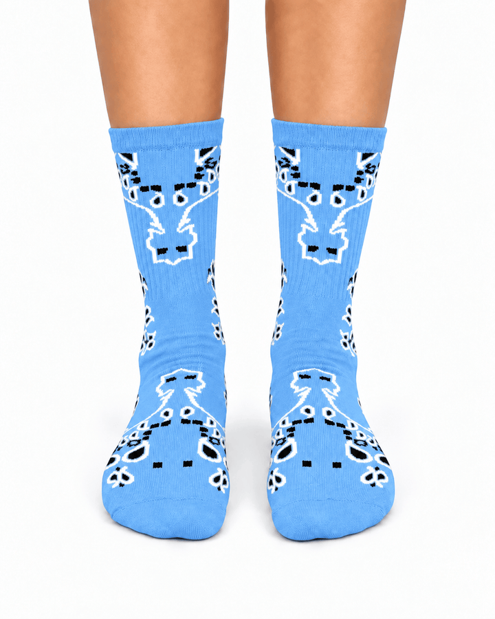 Zhivago Women Women Winter Slides Powder Blue Bandana Crew Socks
