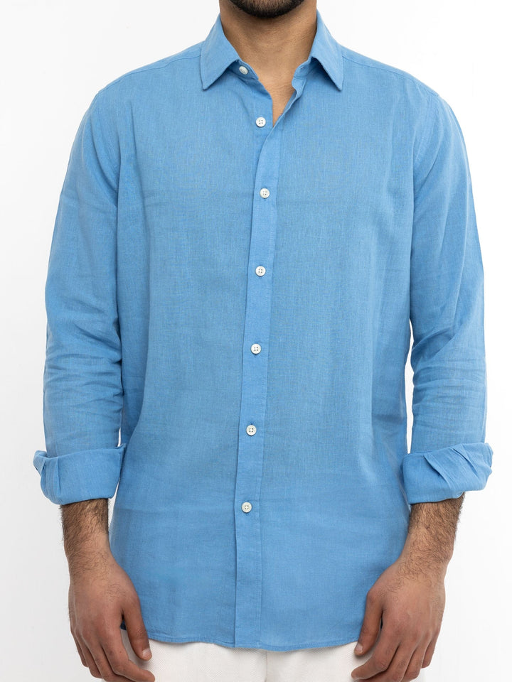 Zhivago x Nuuk Men Linen Shirt Light Blue Linen Shirt