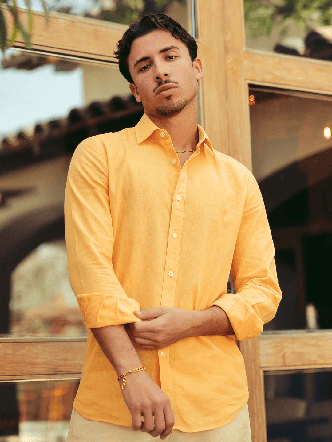 Zhivago x Nuuk Men Linen Shirt Light Orange Linen Shirt