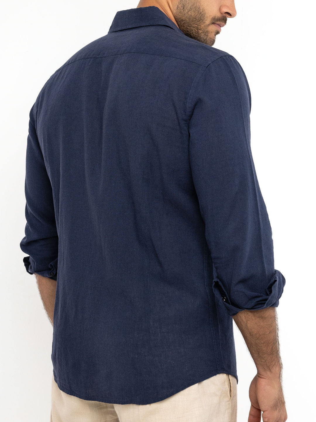 Zhivago x Nuuk Men Linen Shirt Navy Blue Linen Shirt